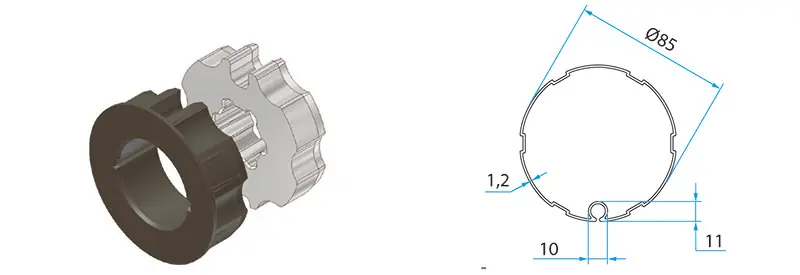 ADAPTATEUR NEXTMODE TM2 45 POUR TUBE ROND 85 AVEC OGIVE Prix Réduit