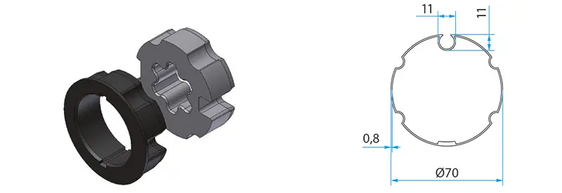 ADAPTATEUR NEXTMODE TM2 45 POUR TUBE ROND 70 AVEC OGIVE Paiement Sécurisé