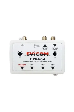 EVICOM EPRJ45/4 - Amplificateur d‘antenne TNT-SAT sur prises RJ 4 sorties Promotion Saisonnière