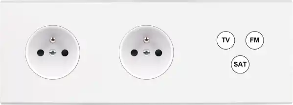 Acheter Direct Façade Confidence Laiton Blanc triple horizontale PC PC TV-FM-SAT sans vis (315-413M)
